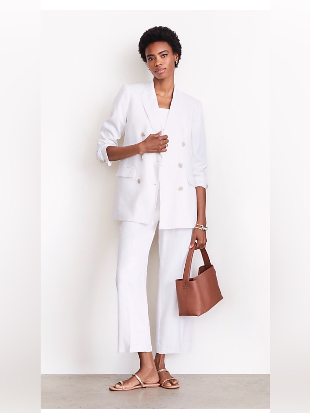 LOFT NWT Versa Seasonless Double-Breasted Blazer in Cream, women’s Size 2
